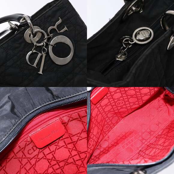 DIOR Canage Hand Bag Nylon Black Silver - Picture 11 of 12